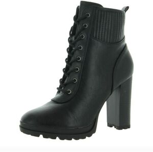 SEVEN DIALS Womens Black Ribbed Ankle Hugo Round Toe Block Heel Booties 7.5 M